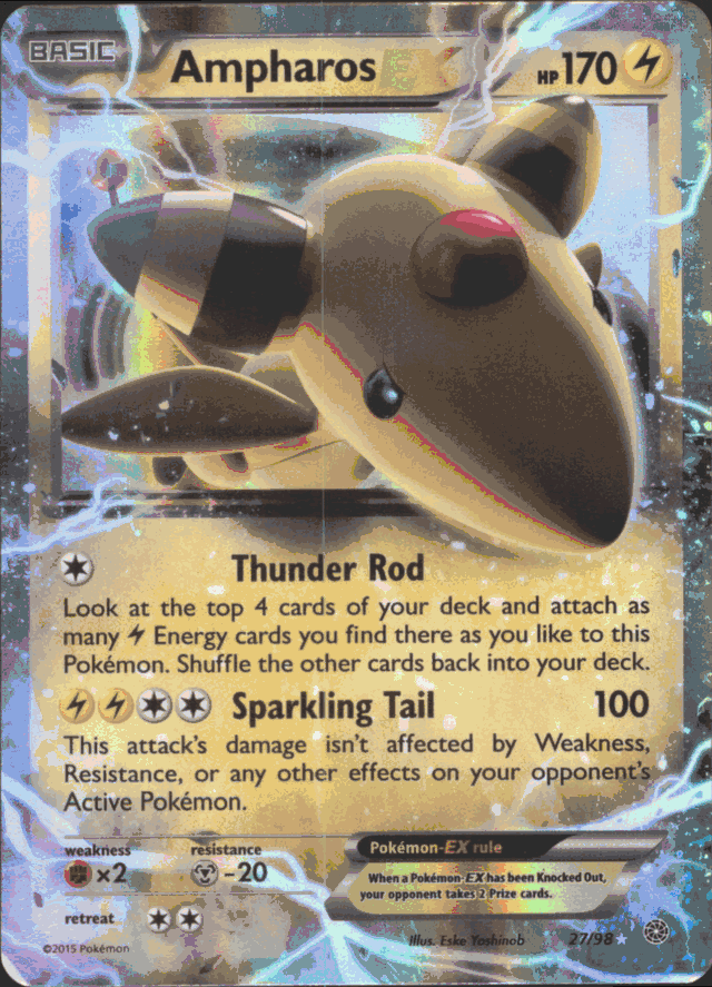 AMPHAROS EX Pokemon XY07 Ancient Origins Ultra Rare Card # 27/98