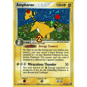 AMPHAROS Unseen Forces Holofoil Rare Card # 1