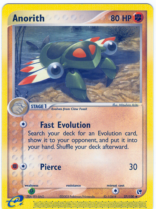 ANORITH-1 Uncommon Pokemon Sandstorm Card # 27 ANORITH-1 Uncommon Pokemon Sandstorm Card # 27