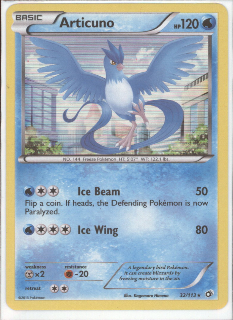 ARTICUNO Holo Rare Pokemon BW11 Black \u0026 White Legendary Treasures Card # 32, image size:784x1079