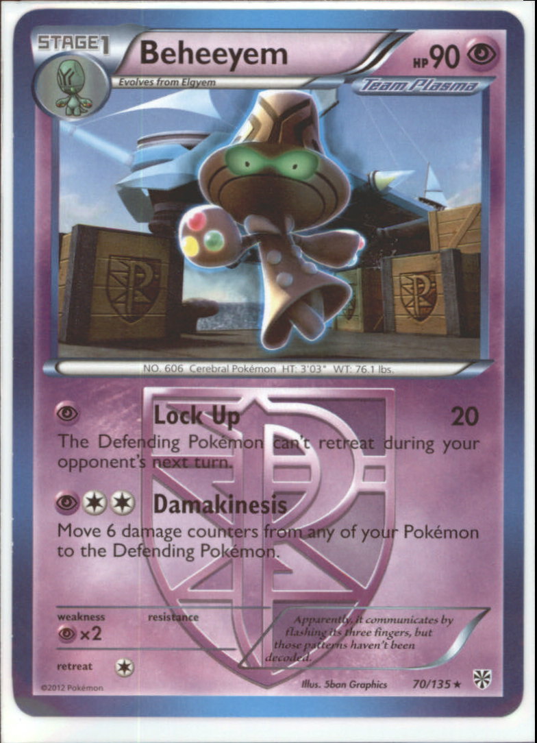 BEHEEYEM Pokemon BW8 Plasma Storm Rare Single Card # 70/135 BEHEEYEM Pokemon BW8 Plasma Storm Rare Single Card # 70/135