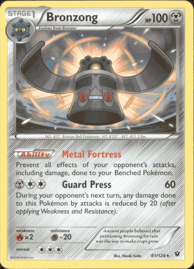 BRONZONG Pokemon XY Fates Collide XY10 Rare Card # 61 BRONZONG Pokemon XY Fates Collide XY10 Rare Card # 61
