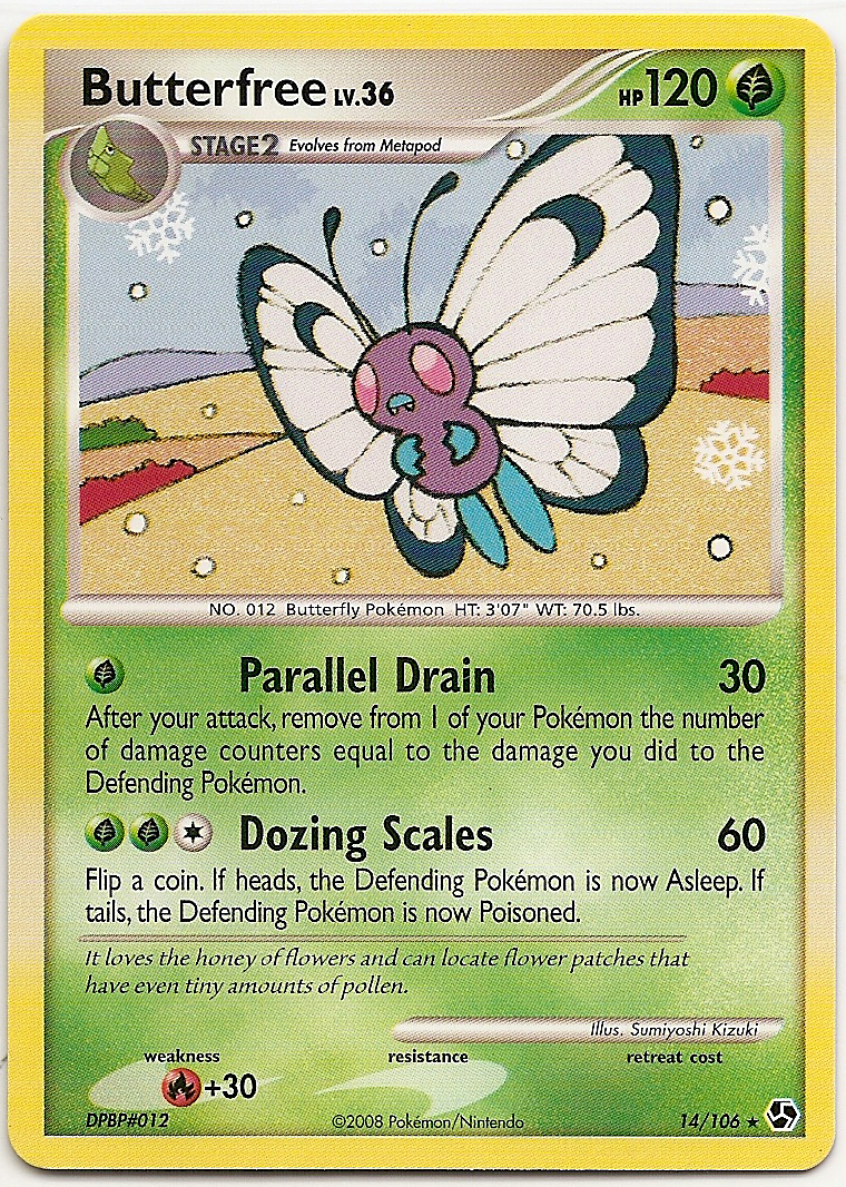BUTTERFREE LV.36 Pokemon Great Encounters Rare Card # 14