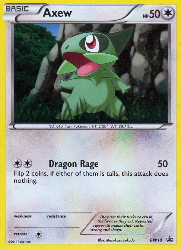 BW10 AXEW Black & White Pokemon Black Star Promo Card BW10 AXEW Black & White Pokemon Black Star Promo Card