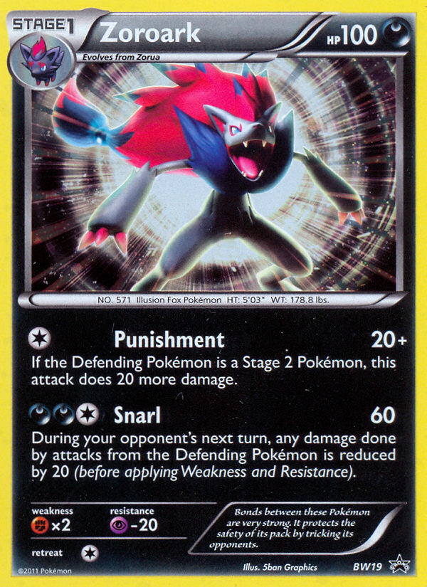 BW19 ZOROARK Black & White Pokemon Black Star Promo Card