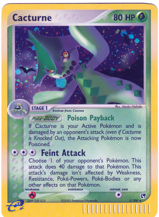 CACTURNE Rare Holofoil Pokemon Sandstorm Card # 2 CACTURNE Rare Holofoil Pokemon Sandstorm Card # 2