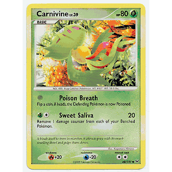 carnivine pokemon card CARNIVINE Pokemon Common Platinum Card # 68