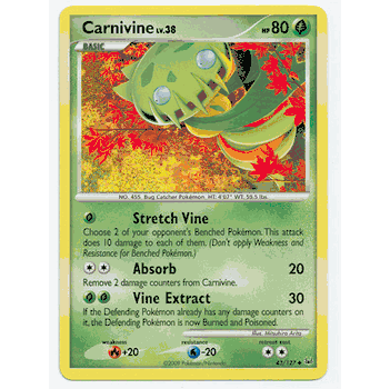 CARNIVINE Pokemon Uncommon Platinum Card # 43 CARNIVINE Pokemon Uncommon Platinum Card # 43