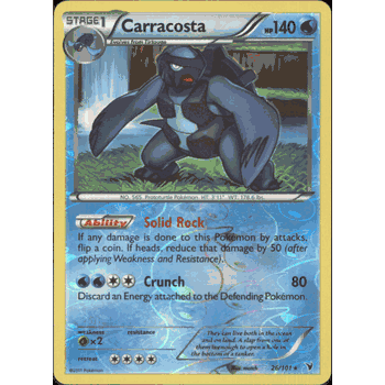 CARRACOSTA PARALLEL (REVERSE) FOIL Pokemon BW3 Black & White Noble Victories Card # 26