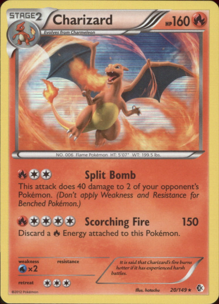 CHARIZARD Black & White Boundaries Crossed Holofoil Rare Pokemon Card # 20 CHARIZARD Black & White Boundaries Crossed Holofoil Rare Pokemon Card # 20