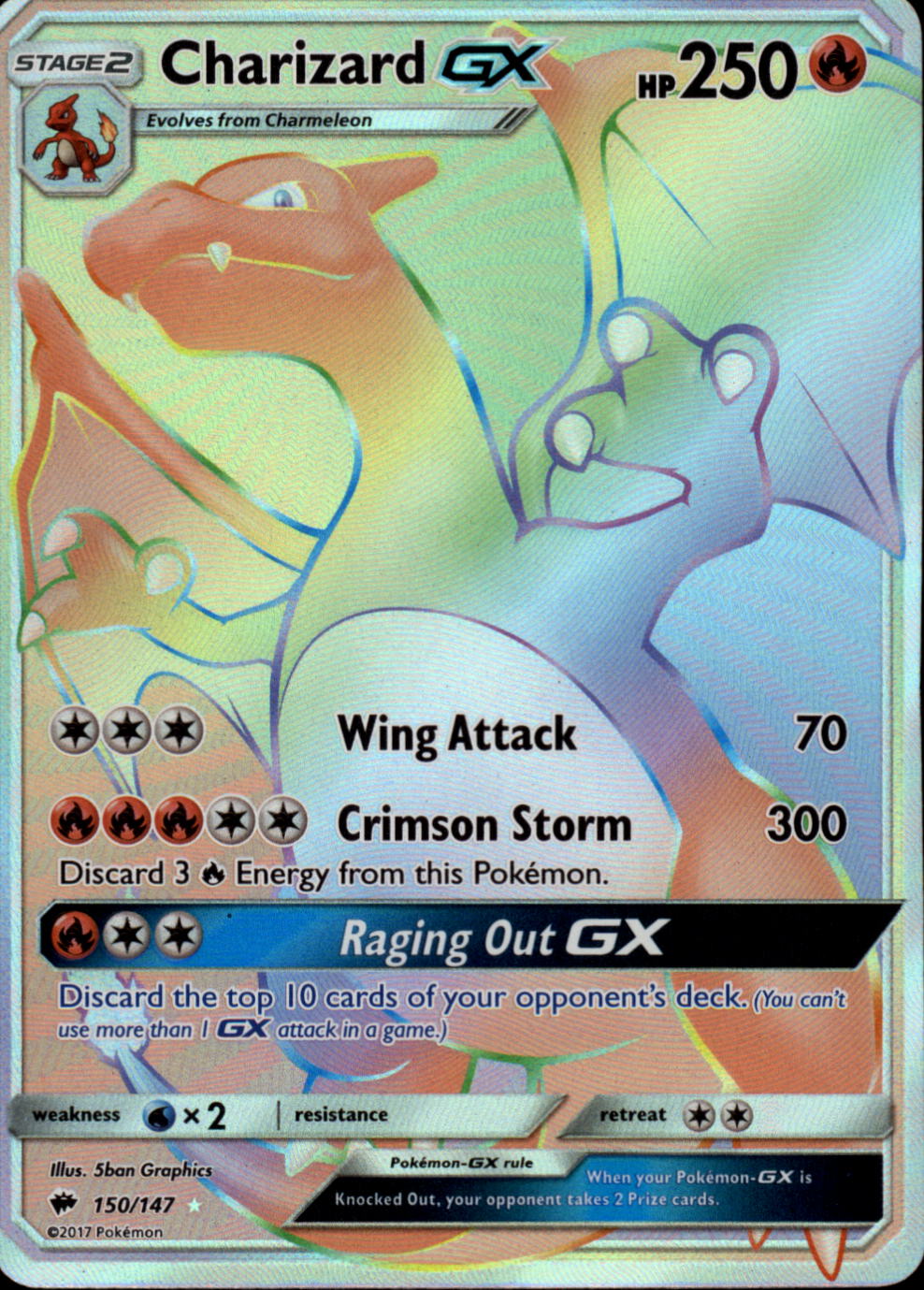 CHARIZARD GX Pokemon SM03 Sun & Moon Bruning Shadows Hyper Rare Card # 150
