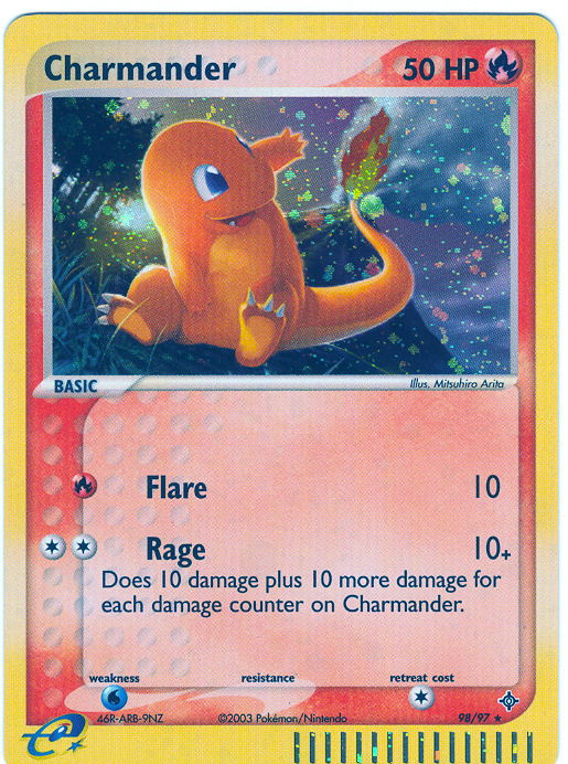 charmander rare card CHARMANDER Secret Rare Holofoil Dragon Card # 98