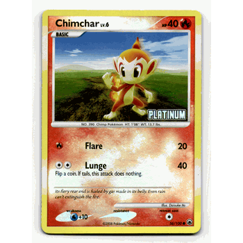 CHIMCHAR LV.6 Pokemon PLATINUM Burger King Reverse Foil Promo Card # 56/100