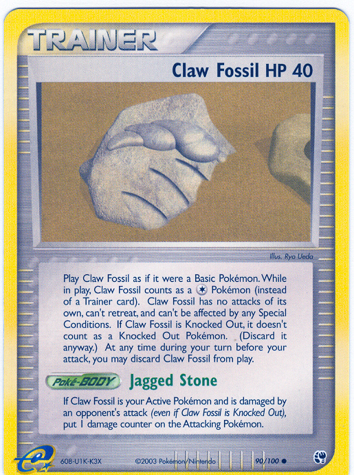 CLAW FOSSIL Common Pokemon Sandstorm Card # 90 CLAW FOSSIL Common Pokemon Sandstorm Card # 90