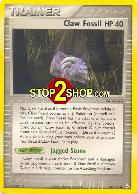 CLAW FOSSIL Common Pokemon TCG Game Holon Phantoms Card # 91