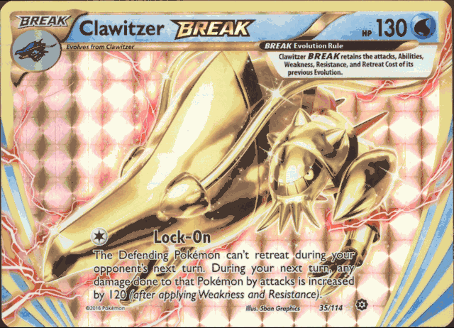 clawitzer break pokemon card 35/114 Ultra Rare (XY Steam Siege) On The Defending Pokemon cant retreat during your opponents next turn Pokemon Clawitzer Break (35/114) -
