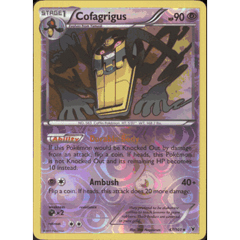 COFAGRIGUS PARALLEL (REVERSE) FOIL Pokemon BW3 Black & White Noble Victories Card # 47