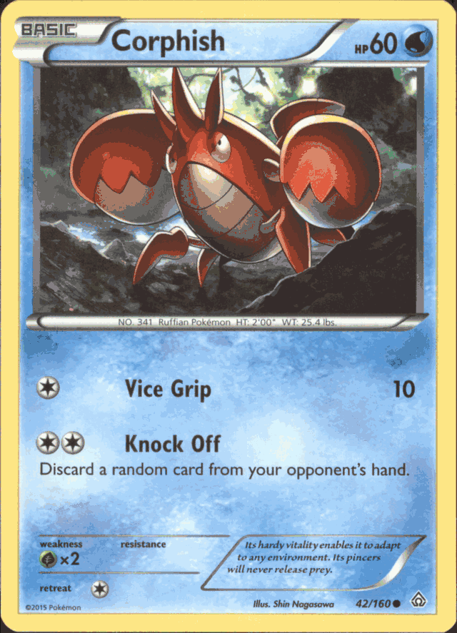 corphish pokemon card CORPHISH Pokemon XY Primal Clash Common Card # 42/160
