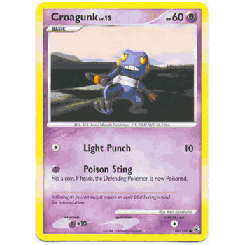 CROAGUNK LV.13 Pokemon Majestic Dawn Common Card # 60 CROAGUNK LV.13 Pokemon Majestic Dawn Common Card # 60