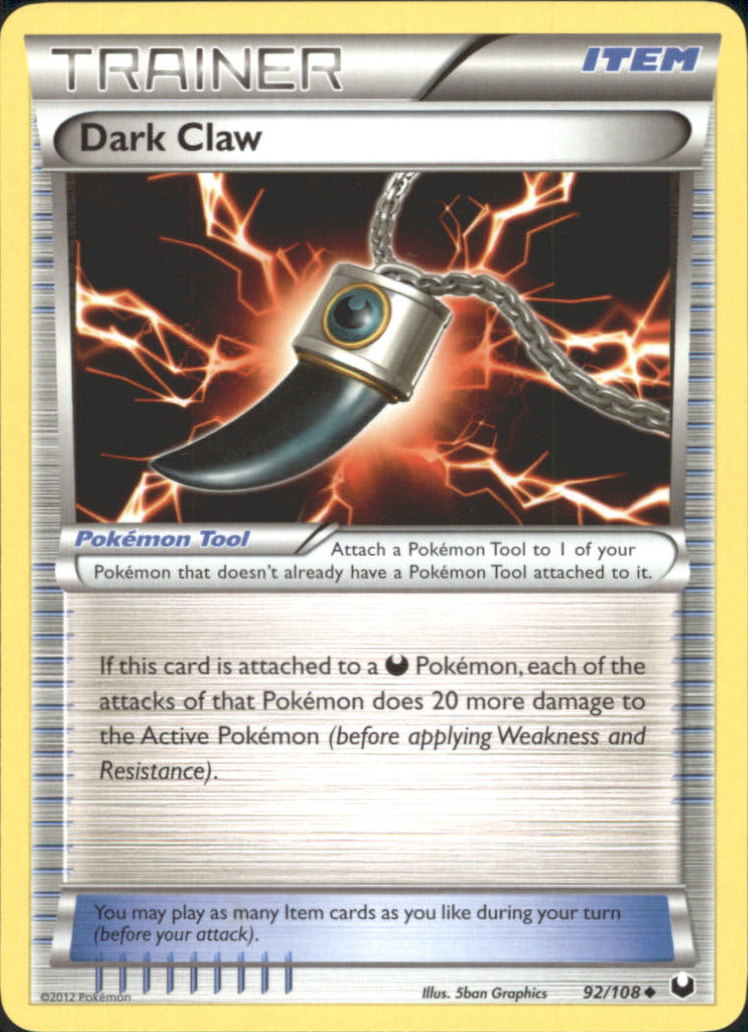 DARK CLAW Uncommon Black & White Dark Explorers Card # 92