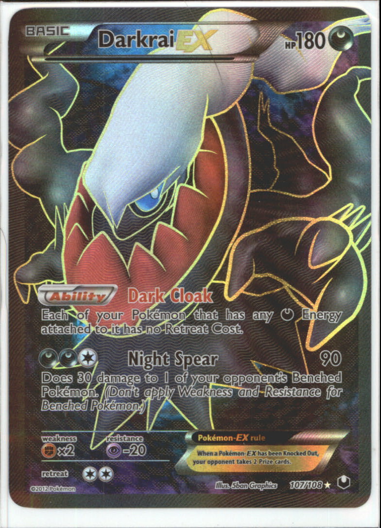 DARKRAI-EX Full Art Ultra Rare FoilBlack & White Dark Explorers Card # 107