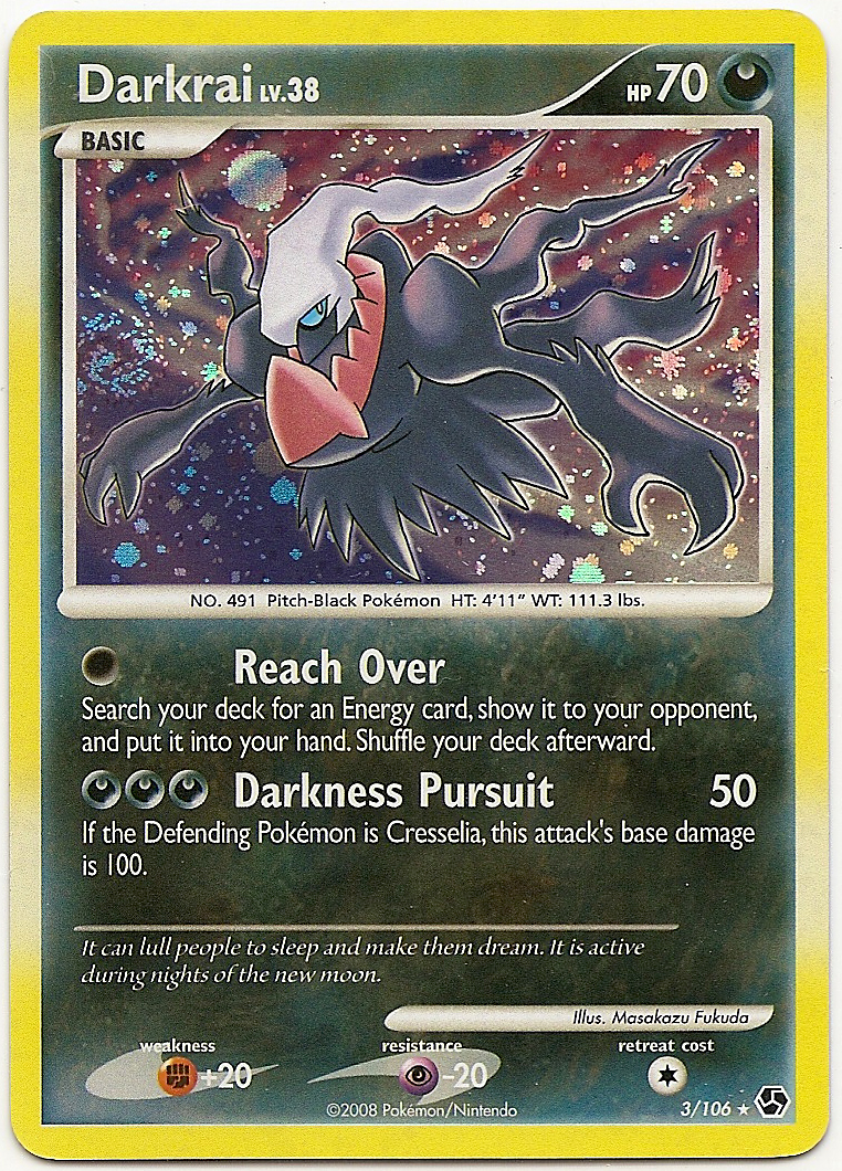 DARKRAI LV.38 Pokemon Great Encounters Rare Holofoil Card # 3, image size:762x1060