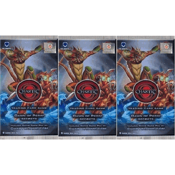 DAWN OF PERIM (UNLIMITED EDITION) Chaotic Trading Card Game THREE BOOSTER PACK LOT with each pack containing 9 Chaotic Cards