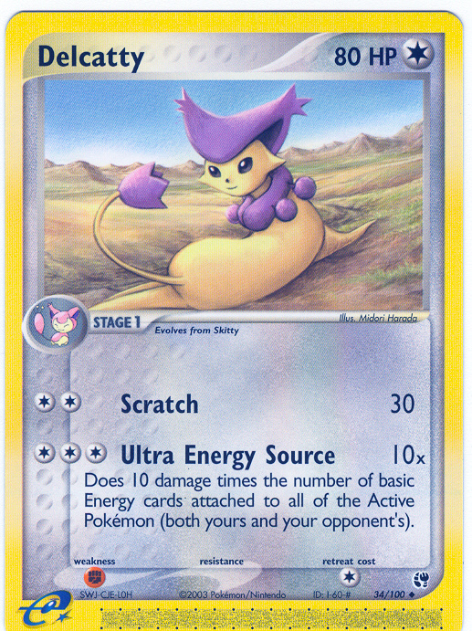 pokemon delcatty card DELCATTY Uncommon Pokemon Sandstorm Card # 34