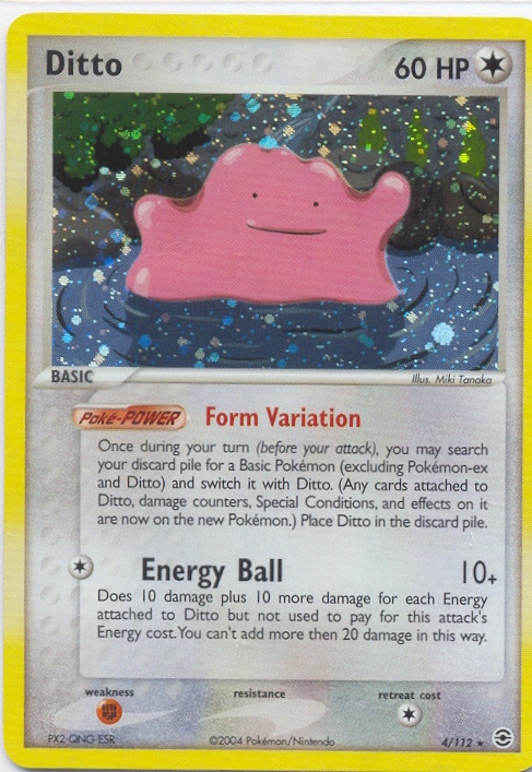 DITTO Holofoil Rare Pokemon Fire Red Leaf Green Card # 4