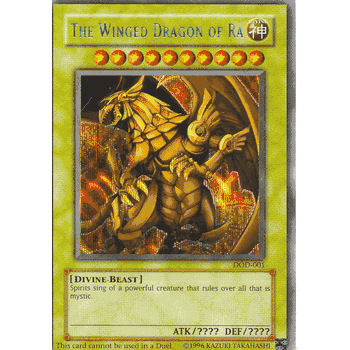 DOD - 001 The Winged Dragon of Ra Secret Rare English Yugioh Holofoil Promo God Card