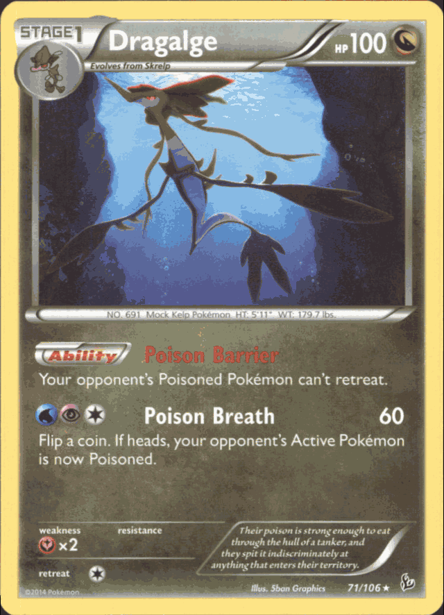 DRAGALGE Pokemon XY02 FlashFire Rare Card # 71/106 DRAGALGE Pokemon XY02 FlashFire Rare Card # 71/106