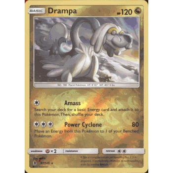 DRAMPA Pokemon SM02 Sun & Moon Guardians Rising Holo Rare PARALLEL FOIL Card # 97