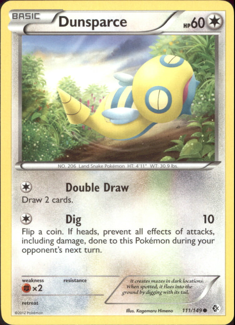 DUNSPARCE Black & White Boundaries Crossed Common Pokemon Card # 111