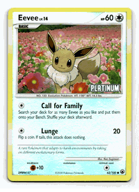 EEVEE LV.14 Pokemon PLATINUM Burger King Reverse Foil Promo Card # 62/100