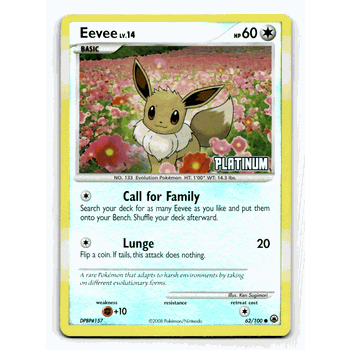 EEVEE LV.14 Pokemon PLATINUM Burger King Reverse Foil Promo Card # 62/100