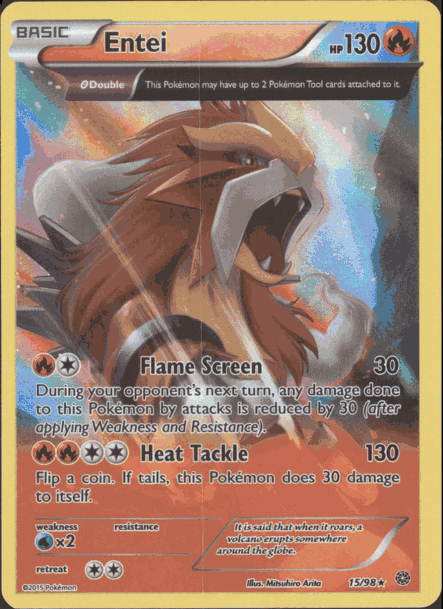 ENTEI Pokemon XY07 Ancient Origins Holo Rare Card # 15/98 ENTEI Pokemon XY07 Ancient Origins Holo Rare Card # 15/98