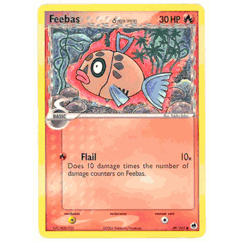FEEBAS DELTA Common CardPokemon EX Dragon Frontiers Card # 49 FEEBAS DELTA Common CardPokemon EX Dragon Frontiers Card # 49