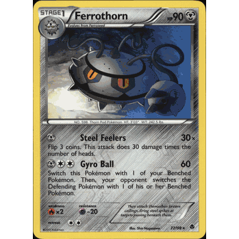 FERROTHORN PARALLEL (REVERSE) FOIL Pokemon BW2 Emerging Powers Card # 72/98