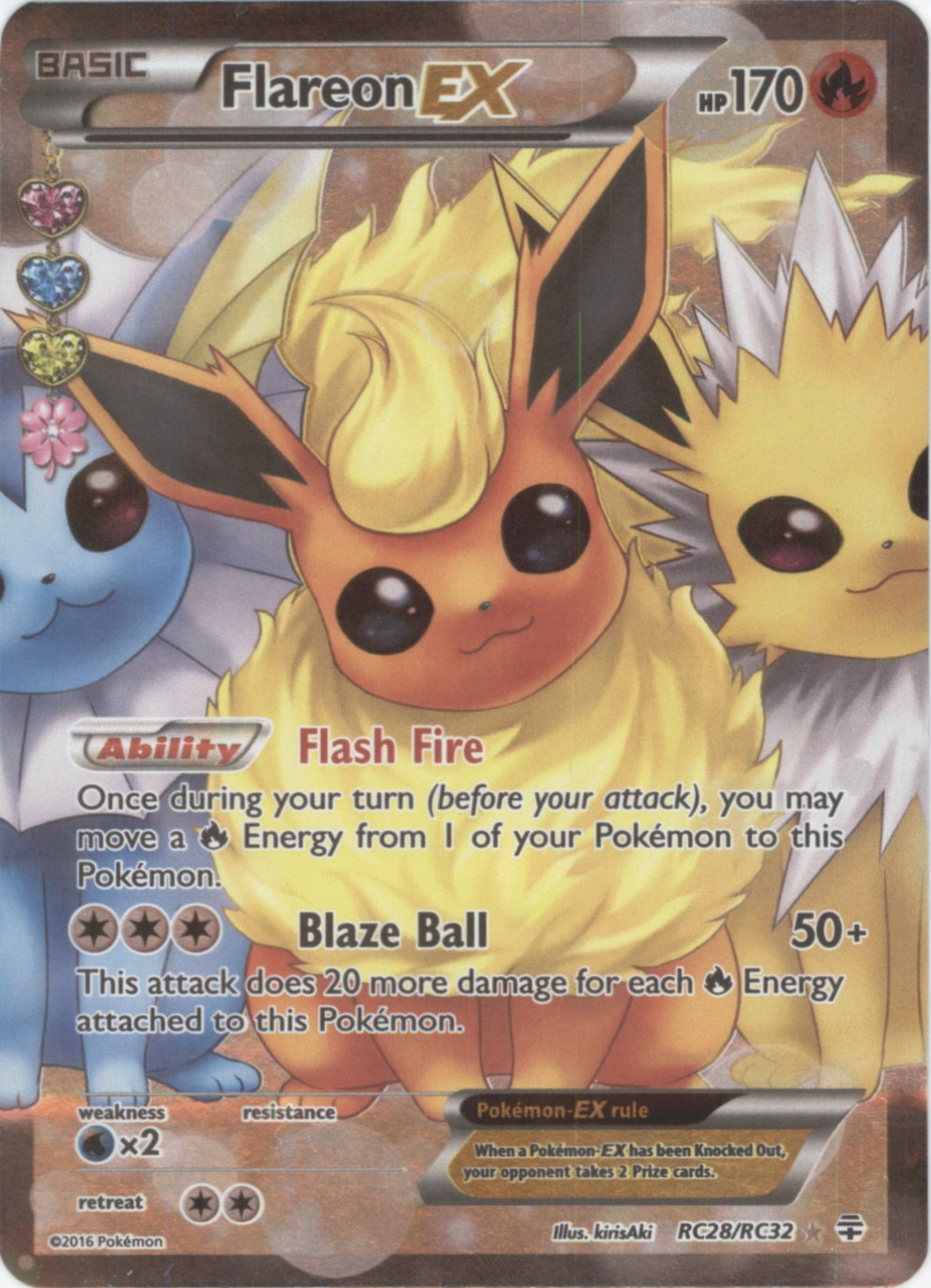 pokemon generations rare cards FLAREON EX Radiant Collection Full Art Ultra Card # RC28/RC32 Top 15 GENERATIONS Pokemon cards