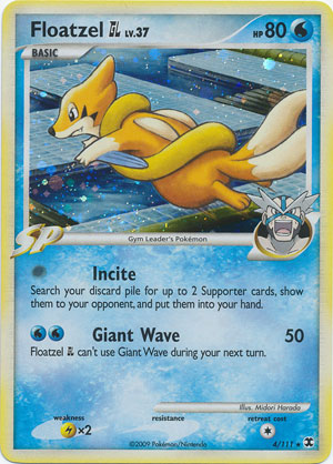 pokemon floatzel card FLOATZEL GL Pokemon Platinum Rising Rivals Holofoil Rare Card # 4