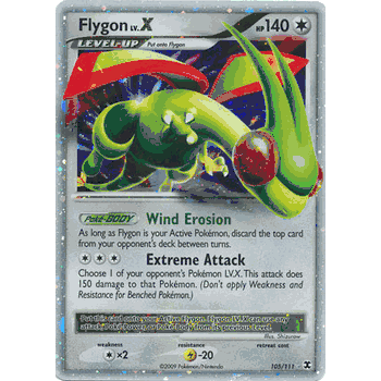 FLYGON LV.X Pokemon Platinum Rising Rivals LV.X Holofoil Card # 105