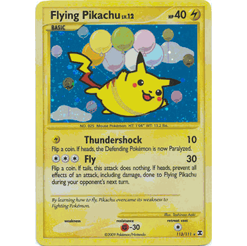 FLYING PIKACHU Pokemon Platinum Rising Rivals Secret Rare Holofoil Card # 113 FLYING PIKACHU Pokemon Platinum Rising Rivals Secret Rare Holofoil Card # 113