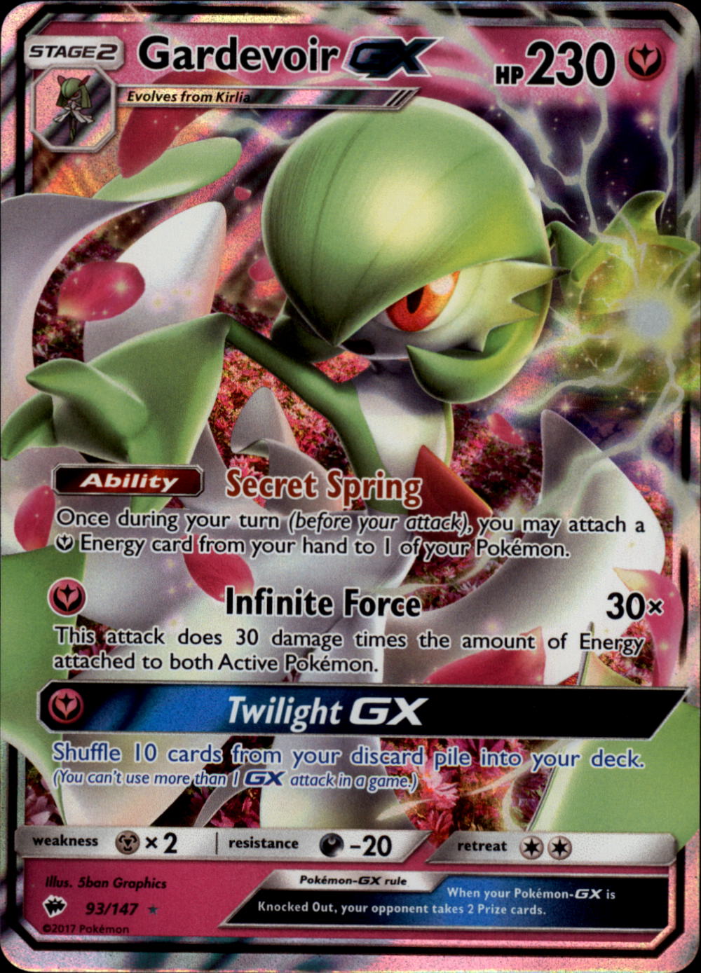 GARDEVOIR GX Pokemon SM03 Sun & Moon Bruning Shadows Ultra Rare Card # 93 GARDEVOIR GX Pokemon SM03 Sun & Moon Bruning Shadows Ultra Rare Card # 93