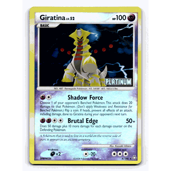 GIRATINA LV.52 Pokemon PLATINUM Burger King Reverse Foil Promo Card # 4/146