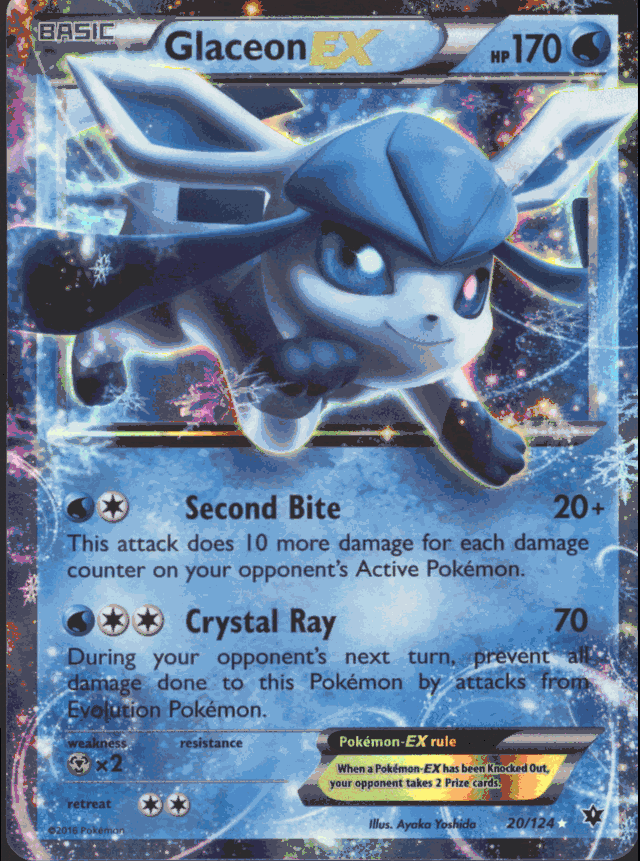GLACEON EX Pokemon XY Fates Collide XY10 Ultra Rare Card # 20 GLACEON EX Pokemon XY Fates Collide XY10 Ultra Rare Card # 20