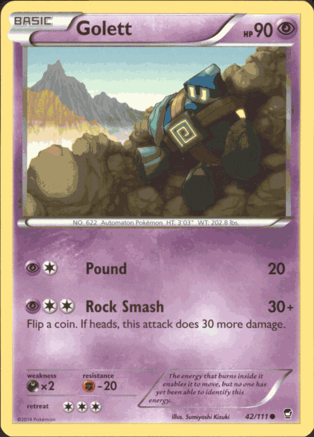 GOLETT Pokemon XY03 XY Furious Fist Common Card # 42