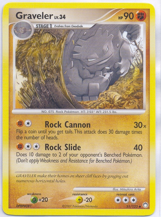 GRAVELER LV.34 Pokemon Mysterious Treasures Uncommon Card # 51 GRAVELER LV.34 Pokemon Mysterious Treasures Uncommon Card # 51