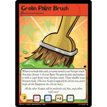 GREEN PAINT BRUSH Neopets TCG Travels in Neopia Uncommon Card # 111