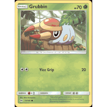 GRUBBIN Pokemon Sun & Moon Base Set Common Card # 13 GRUBBIN Pokemon Sun & Moon Base Set Common Card # 13