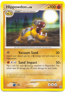 pokemon card hippowdon LV.X  2009 Rising Rivals (PSA 9)  2009 Pokmon Platinum  Hippowdon LV.X (Rising Rivals Holo, PSA 9) A dynamic LV.X featuring Hippowdon in full power. Its vivid holo that attack does 40 more damage HIPPOWDON LV.44 Pokemon Majestic Dawn